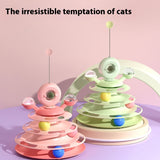 4-Level Interactive Cat Toy Tower – Rotating Ball Track Puzzle for Cats & Kittens