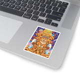 Cute Pizza Cat Sticker — Kiss-Cut Vinyl Sticker with Crowned Kitty and Pizza Throne
