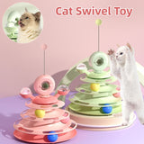 4-Level Interactive Cat Toy Tower – Rotating Ball Track Puzzle for Cats & Kittens
