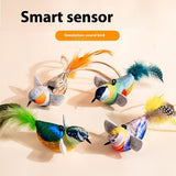 Interactive Chirping Bird Cat Toy with Smart Sensor – Realistic Plush Flying Bird Teaser for Indoor Cats