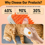4-in-1 Steam Cat Brush – Anti-Static Shedding & Hair Removal Grooming Comb with Mist Spray, Rechargeable Steamy Brush for Cats & Dogs
